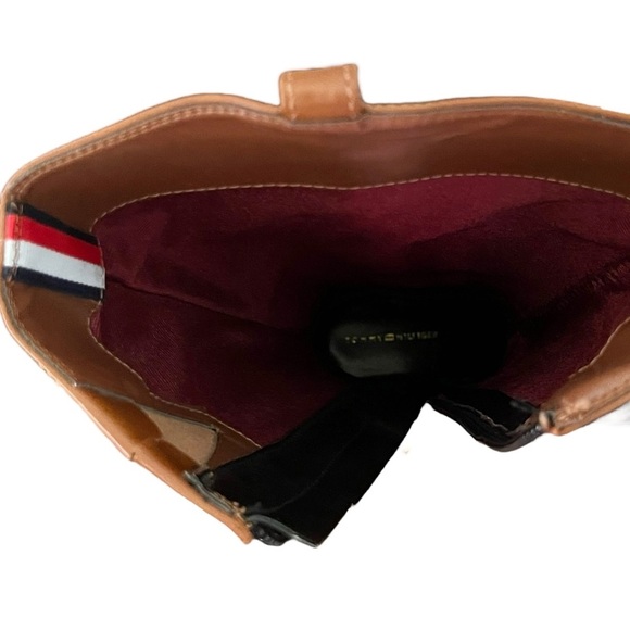 Tommy Hilfiger Shyenne Size 6 Black Tan Color Block Faux Leather Riding Boots - Picture 9 of 11